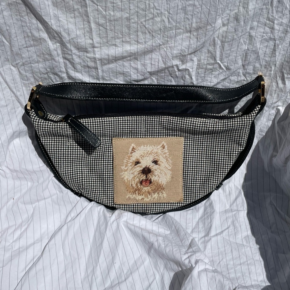 Houndstooth shoulder bag with Westie design